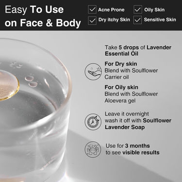 Soulflower Lavender Essential Oil for Healthy Hair & Growth, Skin, Hair Fall Control and Relaxing Sleep| Lavandula Angustifolia | Ecocert Certified Organic 100% Pure, Natural, Undiluted | 15ml